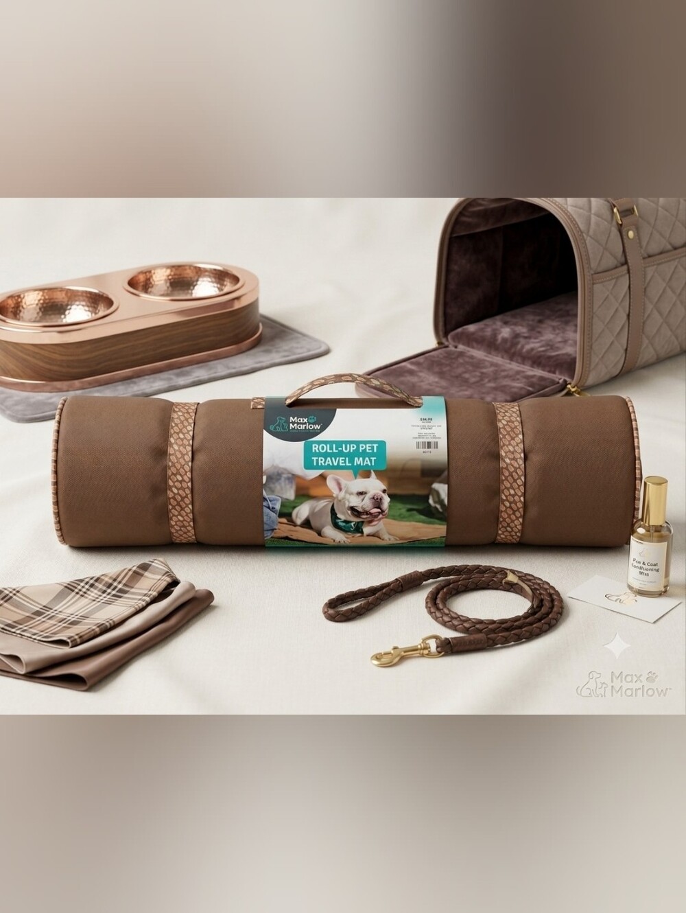 Brown Roll-Up Pet Travel Mat